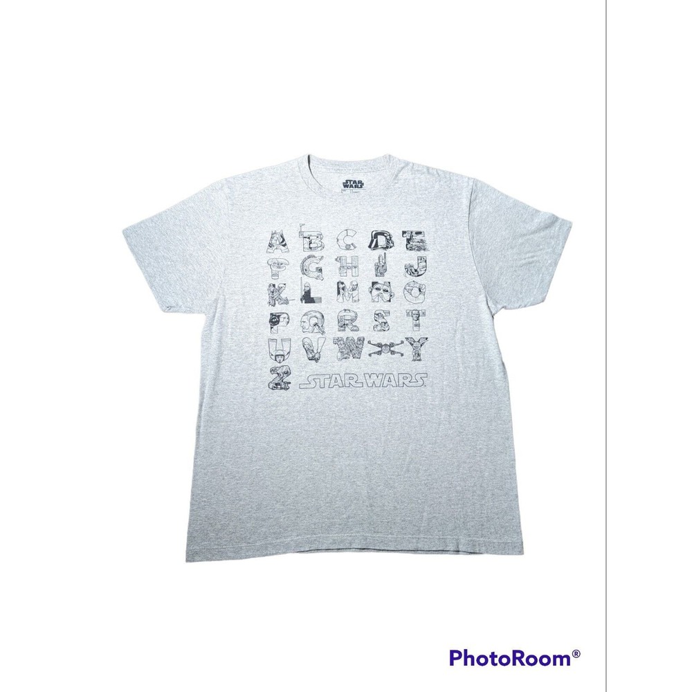 STAR WARS Size Large T-Shirt Alphabet Graphic-Short Sleeve - Gray - Fifth Sun